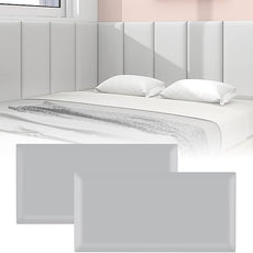 3D Anti-Collision Wall Padding, Peel & Stick Upholstered Panels, Queen Headboard, Playroom Decorative Protection, Pack of 2 Panels - 23.6' X 11.8' (Light Grey)