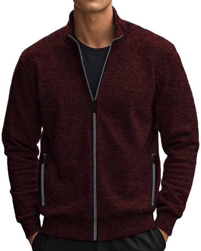 Men's Zipper Cardigan - Warm Casual Sweatshirt Autumn Winter Wear for Vacations Everyday Life