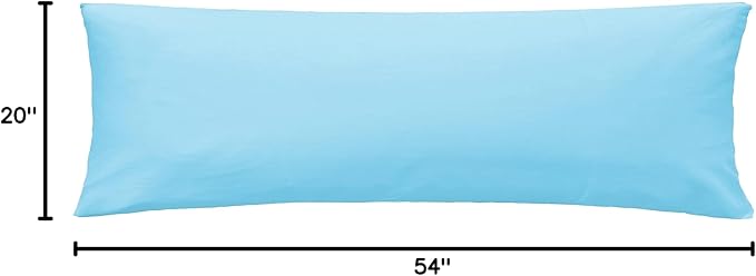 iMaylex Soft 100% Cotton Zipper Pillow Case, Cozy and Lightweight, Easy Care, Light Blue, Body, 20" x 54"