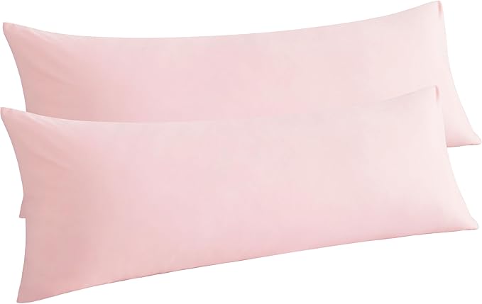 NTBAY Body Pillow Cases Set of 2, 2 Pack Brushed Microfiber 20x54 Pillow Cases, Soft, Wrinkle, Fade, Stain Resistant Blush Pink Pillow Cases with Envelope Closure, 20x54 Inches, Blush Pink