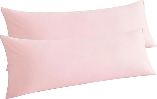 NTBAY Body Pillow Cases Set of 2, 2 Pack Brushed Microfiber 20x54 Pillow Cases, Soft, Wrinkle, Fade, Stain Resistant Blush Pink Pillow Cases with Envelope Closure, 20x54 Inches, Blush Pink