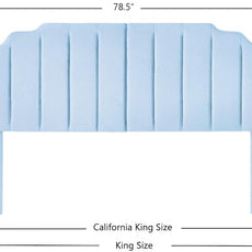 24KF Light Blue Teddy Fabric Tufted King Upholstered Headboard, Modern Vertical Channel Design California King Headboard with Stepped Silhouette Top Edge,6026-K-Teddy Light Blue