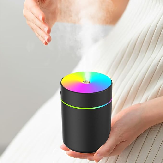 180ml Portable Small Humidifier with Colorful LED Night Light, USB Personal Desktop Humidifier for Car Home Office Travel, Auto Shut-Off, 2 Mist Modes, Super Quiet