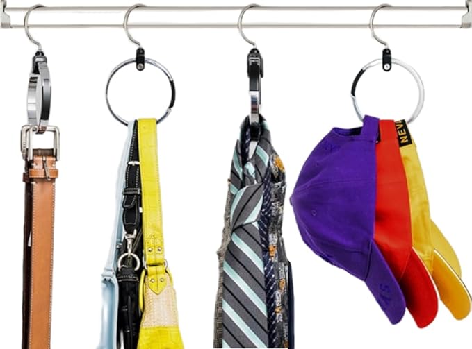 Multipurpose Closet Hangers- Tie and Belt Hanger for Closet- Great Space Saving Belt Organizer for Wardrobe - Ideal for Storing Belts, Ties, Scarfs, Baseball Hats, Purses & More- 3 Pack
