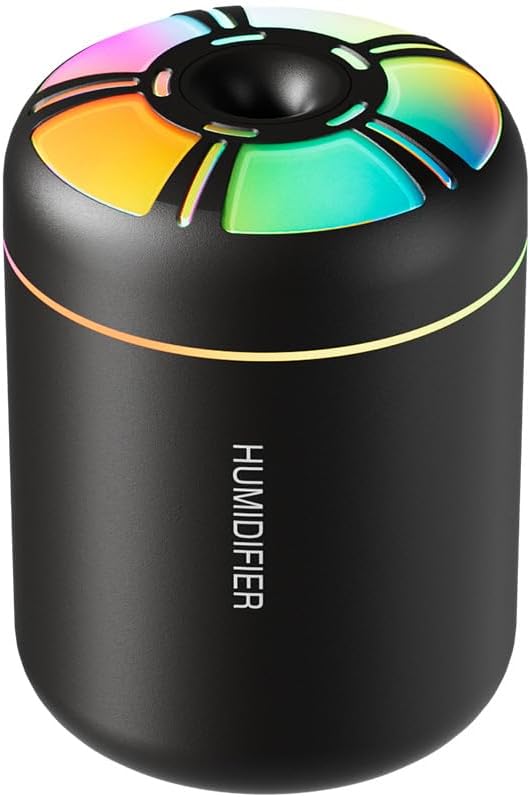 180ml Portable Small Humidifier with Colorful LED Night Light, USB Personal Desktop Humidifier for Car Home Office Travel, Auto Shut-Off, 2 Mist Modes, Super Quiet