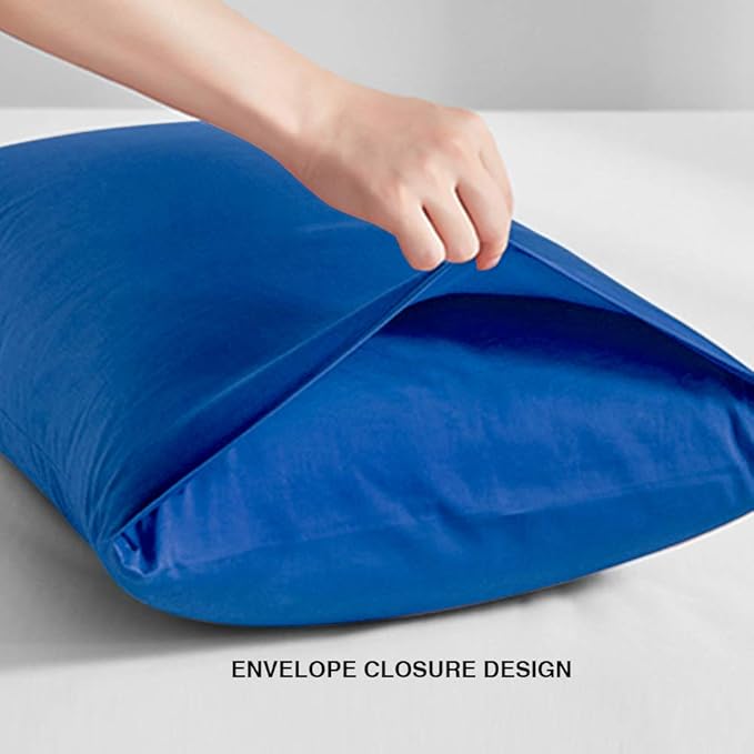 FLXXIE 2 Pack Microfiber Queen Pillow Cases, 1800 Super Soft Pillowcases with Envelope Closure, Wrinkle, Fade and Stain Resistant Pillow Covers, 20x30, Royal Blue