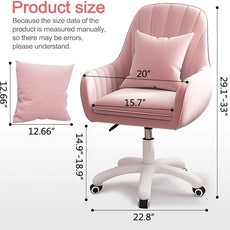 Home Office Chair Computer Chair with Mid-Back Upholstered Modern Tufted Computer Task Chair Swivel Height Adjustable Velvet Accent Chair Suitable for Bedroom, Study