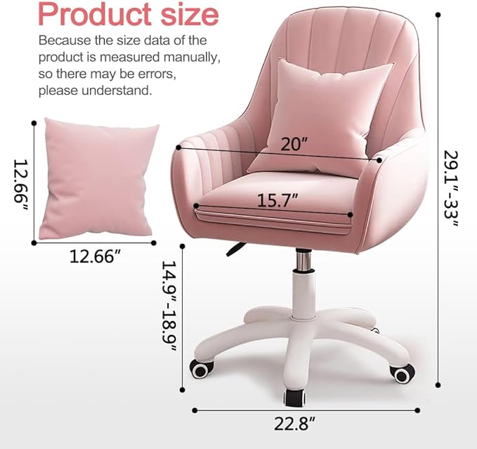 Home Office Chair Computer Chair with Mid-Back Upholstered Modern Tufted Computer Task Chair Swivel Height Adjustable Velvet Accent Chair Suitable for Bedroom, Study