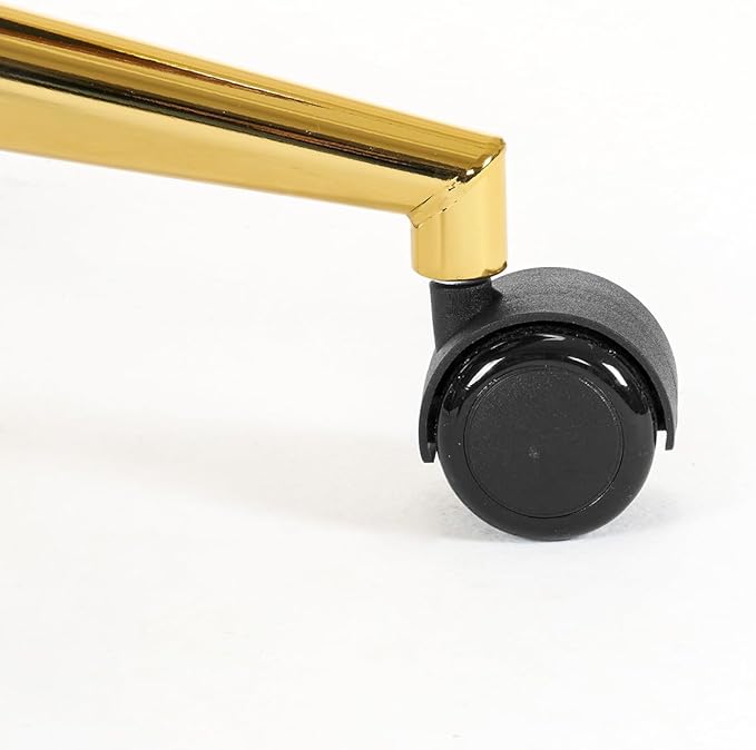 MOJAY Mid-Back Ergonomic Leather Office Chair, Modern Upholstered Executive Desk Chair with Gold Frame Armrest Computer Task Chair (Caramel)