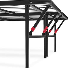 Amazon Basics Bed Frame with Storage, Foldable Metal Platform, Sturdy Steel, No Box Spring Needed, 14-inch High, Tool-Free Setup, Queen Size, Black