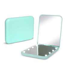Kintion Pocket Mirror, 1X/3X Magnification LED Compact Travel Makeup Mirror with Light for Purse, 2-Sided, Portable, Folding, Handheld, Small Lighted Mirror for Gift, Cyan