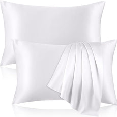 100% Pure Silk Pillowcase for Hair and Skin, Both Sides Mulberry Silk Pillowcases with Hidden Zipper, Cooling Pillowcase 19 Momme, 600 Thread Silk Pillow Cases Standard Size, 2PCS, White
