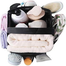 Mesh Shower Caddy, Portable Hanging Shower Bag with 8 Pockets, Quick Dry Dorm Shower Caddy for College, Gym, Bathroom (Black)