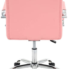 High Back Desk Chair, Modern PU Leather Home Office Task Chair with Arms, Adjustable Swivel Computer Executive Chair with Wheels (Pink)