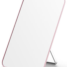 OMIRO Desk Makeup Mirror, 8 x 5 inches Table Mirror with Foldable Stand and Hanging Hole for Shaving and Travelling, Pink