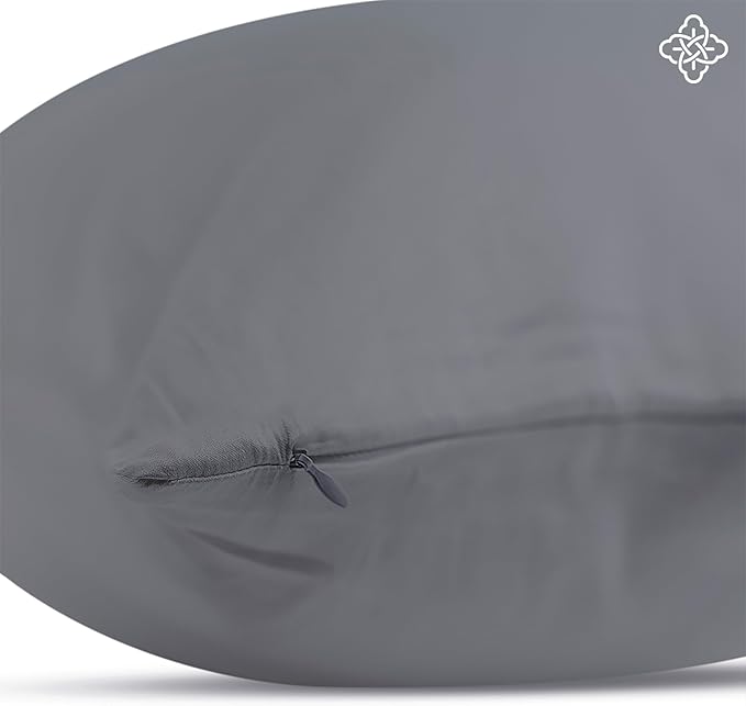 Bioweaves 100% Organic Cotton Body Pillow Cover with Zipper | 300 Thread Count, Soft Sateen Weave, GOTS Certified | 21x54 Inches, Stone