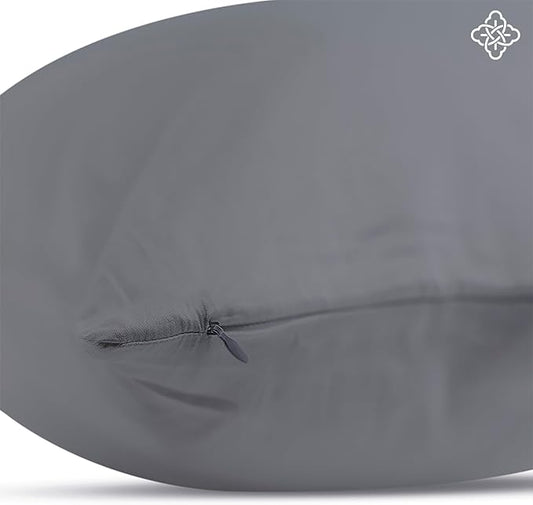 Bioweaves 100% Organic Cotton Body Pillow Cover with Zipper | 300 Thread Count, Soft Sateen Weave, GOTS Certified | 21x54 Inches, Stone
