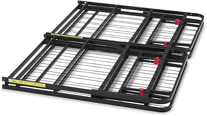 Amazon Basics Bed Frame with Storage, Foldable Metal Platform, Sturdy Steel, No Box Spring Needed, 14-inch High, Tool-Free Setup, Queen Size, Black