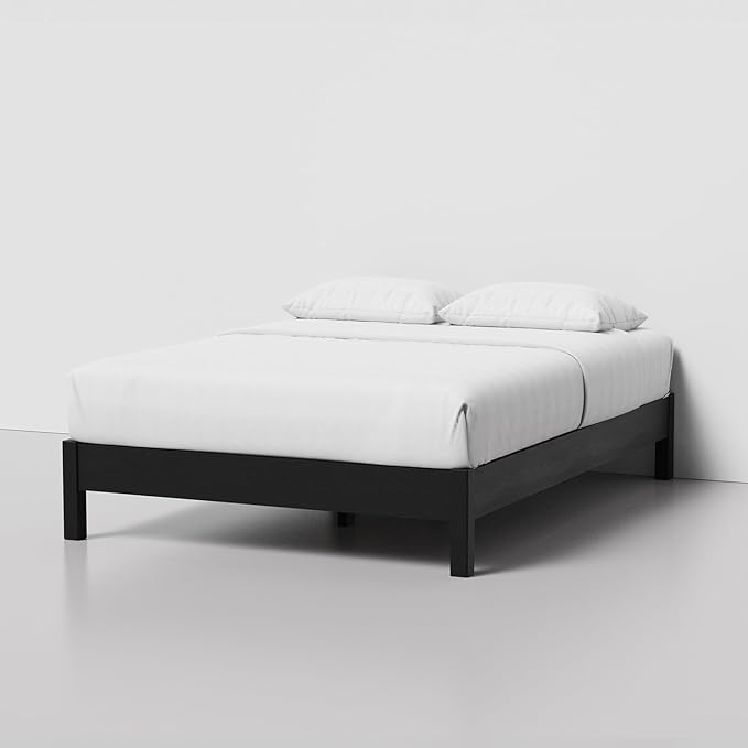 LIFEMENT Full Signature Wood Platform Bed Frame Black, Noise-Free, Under Bed Storage, No Box Spring Needed, Easy Assembly