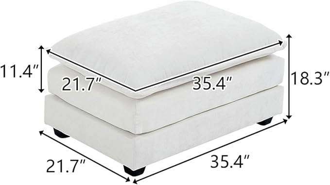 VINGLI 36.6" Big Cloud Comfy Ottoman Chenille Cream White