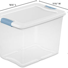 Sterilite 24-Pack Latching Box, Under Bed Storage Bins with Lids, Clear Plastic, 25 Quart - Heavy-Duty Organizing Containers for Closet, Bathroom, and Office