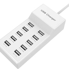 10-Port USB Wall Charger Station with Rapid Charging Auto Detect Technology Safety Guaranteed Family-Sized USB Ports for Multiple Devices Smart Phone Tablet Laptop Computer