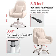 Home Office Chair Computer Chair with Mid-Back Upholstered Modern Tufted Computer Task Chair Swivel Height Adjustable Velvet Accent Chair.