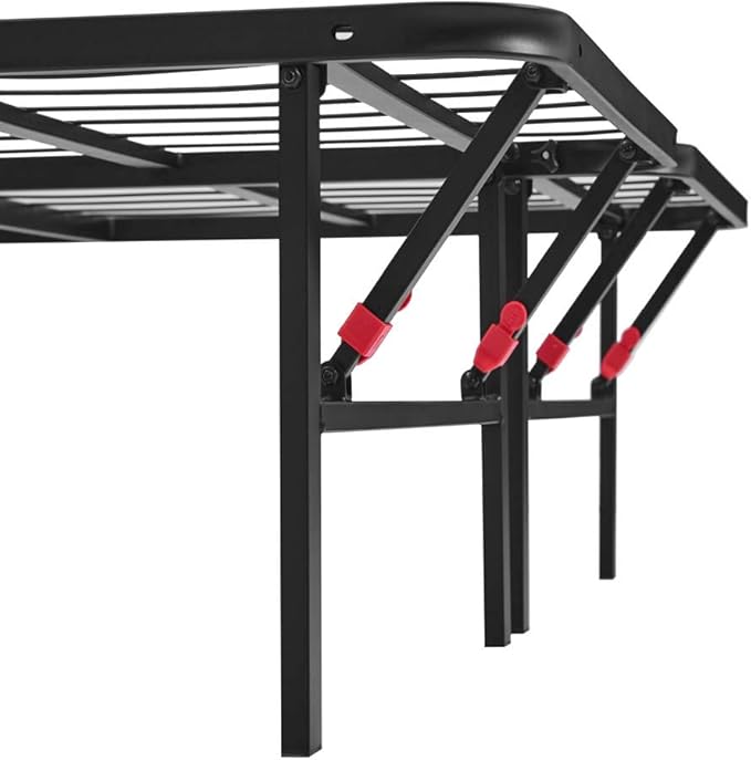 Amazon Basics Bed Frame with Storage, Foldable Metal Platform, Sturdy Steel, No Box Spring Needed, 14 inches High, Tool-Free Setup, Full Size, Black