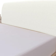 Easy-Going Stretch Bed Headboard Slipcover, Small Square Jacquard Furniture Cover, Dustproof Protector Cover for Bedroom Decor (Full, Cream)