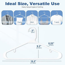 HOUSE DAY 500 Pack Plastic Clothes Hangers, Commercial Bulk Shipment for Business, Sturdy Durable Lightweight Hangers White Ideal for Retail Dry Cleaners Warehouses, Save Cost & Warehouse Space