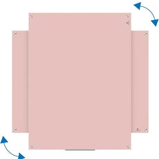 TSJ OFFICE Glass Dry-Erase Board - 48 x 36 Inches Wall Mounted Magnetic Whiteboard, Large Frameless Glass White Board for Office, Home & School, Pink