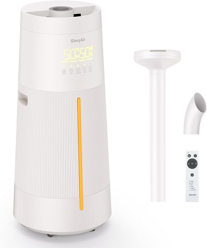 Humidifier Large Room - GloryAir 6.3Gal/24L 4X Atomizers Top Fill Whose House Large Cool Mist Quite Humidifiers 1500mL/h for Home Bedroom 3000 ft² with Auto Mode for Commercial Office Plants