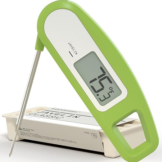 Lavatools Javelin® Ultra-Fast 3-Second Digital Instant Read Meat Thermometer for Grill and Cooking, 2.75" Probe, Compact Foldable Design, Large Display, IP65 Water Resistant, NSF Certified – Wasabi