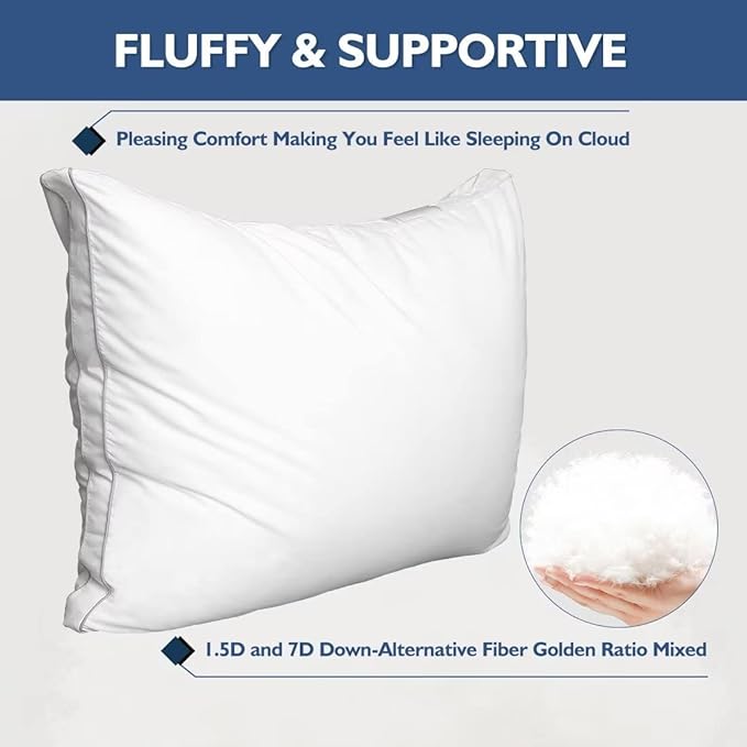 JICUSE Bed Pillows King Size Set of 2, Hotel Quality King Pillows 2 Pack for Sleeping with Soft Down Alternative Filling, Gusseted Bedding Pillow for Back, Stomach or Side Sleepers, 20" x 36"