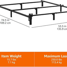 Amazon Basics Metal Bed Frame(Box Spring Required), 9-Leg Base for Box Spring and Mattress, Full, Tool-Free Easy Assembly, Black
