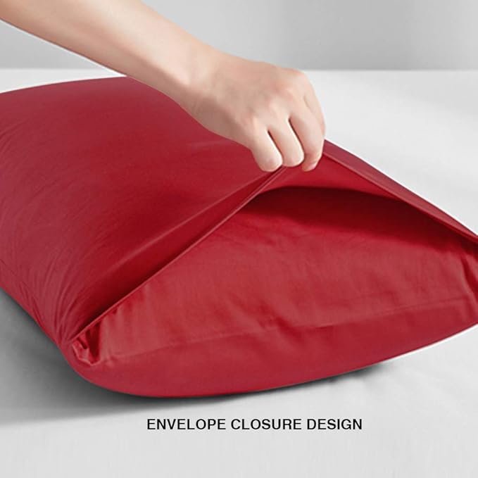 FLXXIE Body Pillow Cover - Super Soft Microfiber 20x54 Body Pillow Case - Envelope Closure, Wrinkle, Stain Resistant Wine Red Body Pillow Cover, 20x54, Wine Red