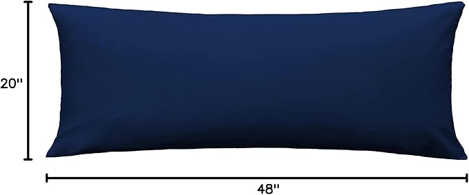 iMaylex Soft 100% Egyptian Cotton Zipper Pillow Case, Cozy and Lightweight Pillowcase, Easy Care, Navy Blue, Body, 20'' x 48''