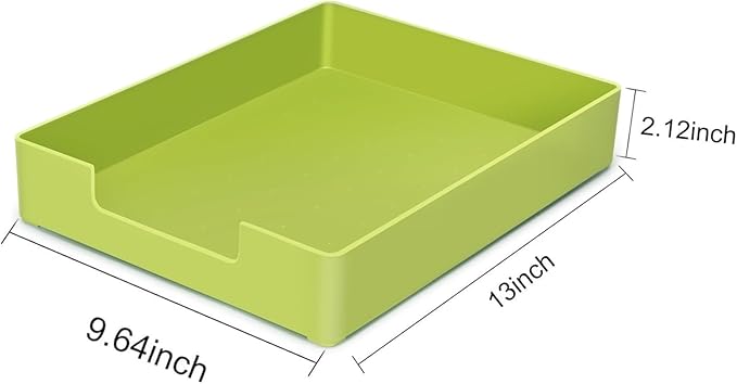 Letter-Size Tray, 2 PCS A4 Plastic Stackable Paper Tray, Desk Drawer Organizer for Office, School, Home Storage, and Storage Containers for Christmas Ornaments, Gift Wrap (2X Green)