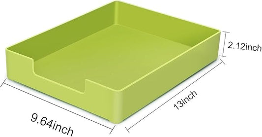 Letter-Size Tray, 2 PCS A4 Plastic Stackable Paper Tray, Desk Drawer Organizer for Office, School, Home Storage, and Storage Containers for Christmas Ornaments, Gift Wrap (2X Green)