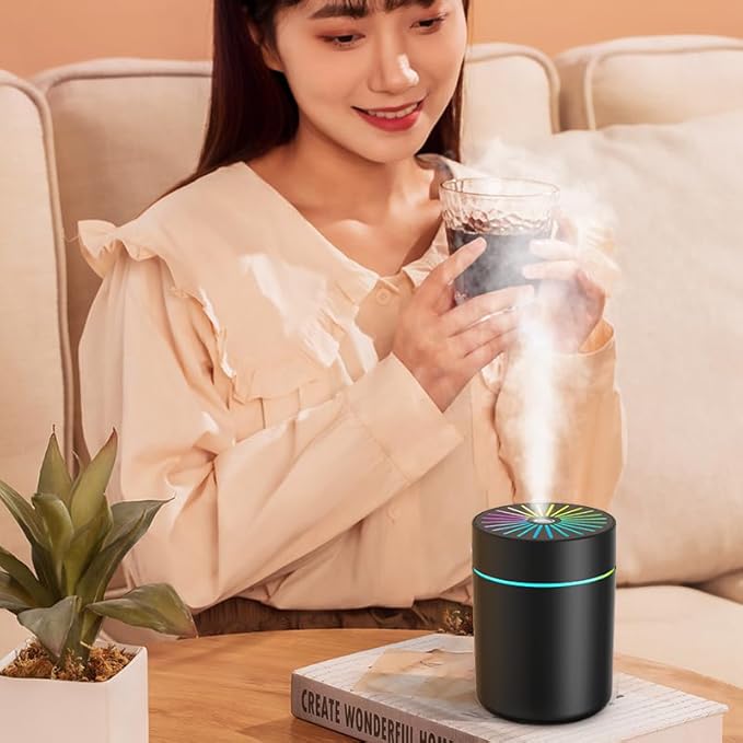 180ml Portable Small Humidifier with Colorful LED Night Light, USB Personal Desktop Humidifier for Car Home Office Travel, Auto Shut-Off, 2 Mist Modes, Super Quiet