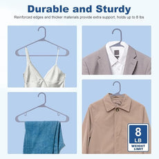 HOUSE DAY Grey Plastic Hangers 60 Pack, Non-Slip Plastic Hanger with Dual Hooks - Slim Space Saving 1/4
