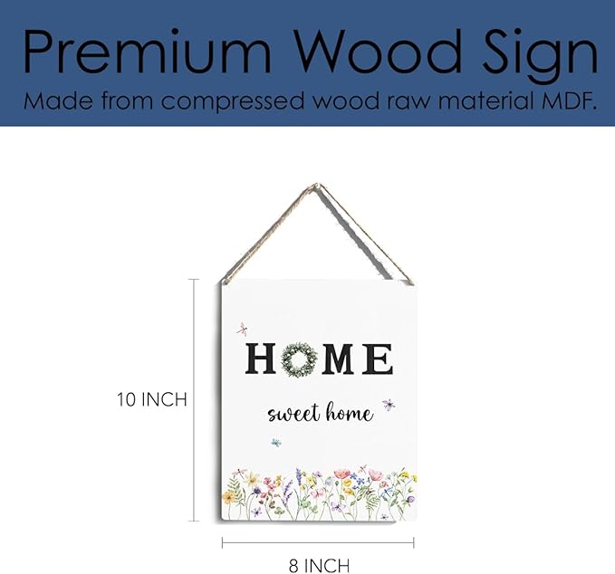 YCYD Home Sweet Home Sign, Country Style Wall Decor, for Living Room Decoration, 8 x 10 Inches House Warming Gift
