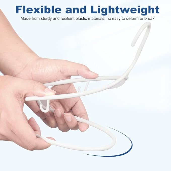 HOUSE DAY White Plastic Hangers 10 Pack, Plastic Clothes Hangers with Built-in Hooks, Durable and Strong Coat Hanger for Closet, Space Saving Clothing Hanger for Shirts, Coats, Skirt, Dress