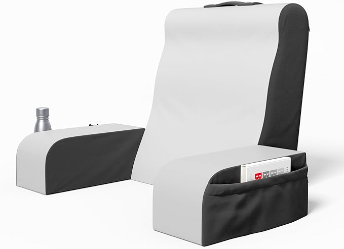 Kölbs Wedge Reading Cushion, Back Pillow for Bed Sitting Up, Cushion with Arms for TV Book Gaming Dorm Rooms, Backrest (Grey/White, Standard)