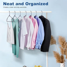 HOUSE DAY Grey Plastic Hangers 60 Pack, Non-Slip Plastic Hanger with Dual Hooks - Slim Space Saving 1/4