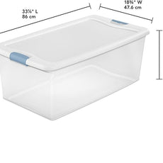 Sterilite 8-Pack Latching Box, Under Bed Storage Bins with Lids, Clear Plastic, 106 Quart - Heavy-Duty Organizing Containers for Closet, Bathroom, and Office