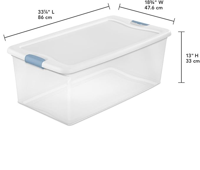 Sterilite 4-Pack Latching Box, Under Bed Storage Bins with Lids, Clear Plastic, 106 Quart - Heavy-Duty Organizing Containers for Closet, Bathroom, and Office