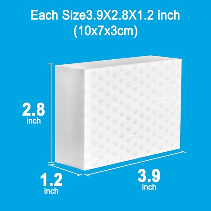 10 Pack Magic Sponge Eraser 3X Thick and Long Lasting Melamine Cleaning Sponges in Bulk - Multi Surface Scrubber Foam Cleaning Pads - Bathtub, Floor, Baseboard, Bathroom, Wall Cleaner （3.9*2.5*1.1in）