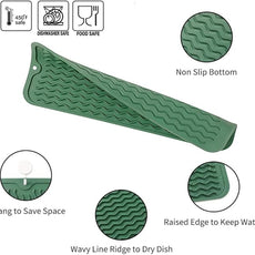 Silicone Dish Drying Mat for Multiple Usage,Easy clean,Eco-friendly,Heat-resistant Silicone Mat for Kitchen Counter,Sink,Bar,Bottle,or Cup Green M 17 inches x 6 inches