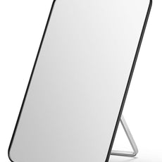 OMIRO Desk Makeup Mirror, 8 x 5 inches Table Mirror with Foldable Stand and Hanging Hole for Shaving and Travelling, Black